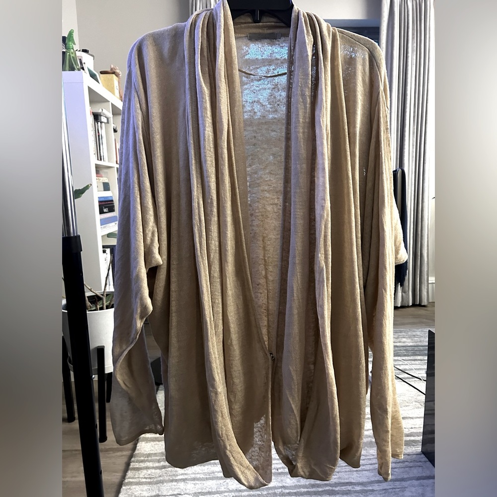NWT Cos Beige Drape Front Linen Cardigan/Blazer